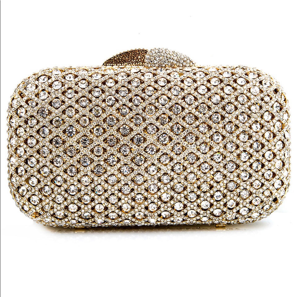 Elegant Gold Crystal Clutch